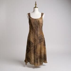 VTG Y2K Sangria Slip Dress Sz 12 Animal‎ Print MIDI Chiffon Baddie Maximalist